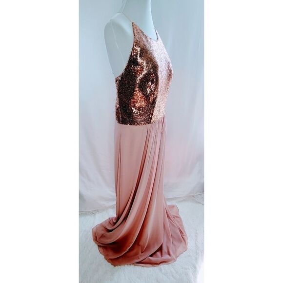 Jasmine B2 Sequin & Chiffon Bridesmaid Long Gown Dress Style B193007 Size n20 - Picture 4 of 10